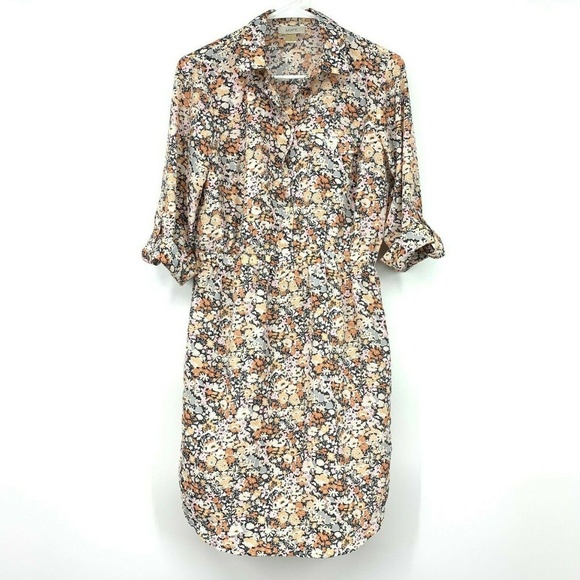LOFT Dresses & Skirts - LOFT Floral Button Down Roll Tab Sleeve Dress
